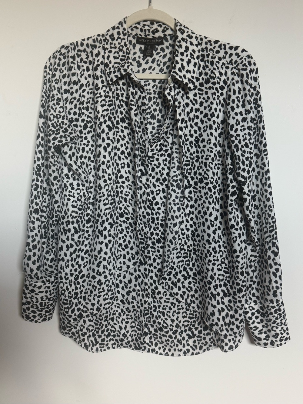 A Pea in the Pod Black and White Leopard-Print Button Down Shirt